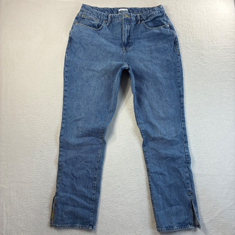 Good American Good Boy Jeans Womens 15 32x32 Blue High Rise Straight Split Hem